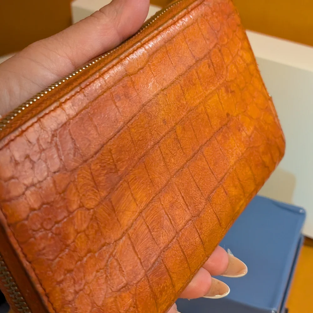 Miu Miu Orange Croc-Embossed Wallet